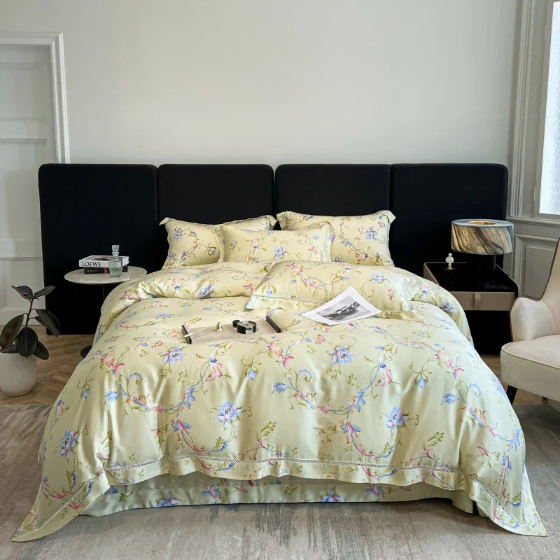 Afralia™ Silky Eucalyptus Fiber Bedding Set with Flower Prints