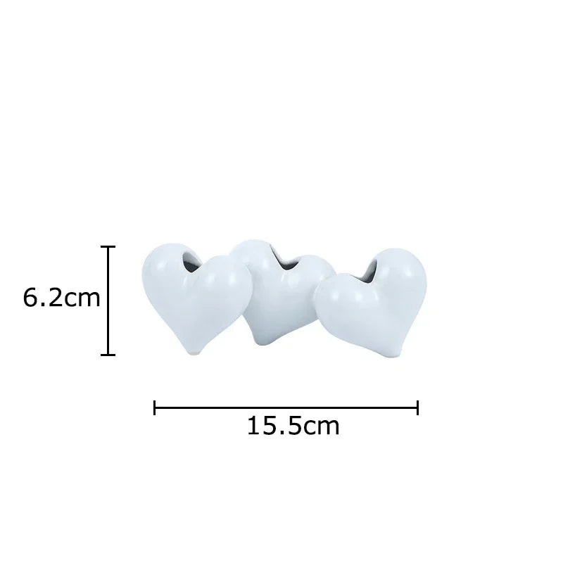 Afralia™ Heart Ceramic Vase Modern Floral Arrangement Desk Decoration Aesthetic Decor