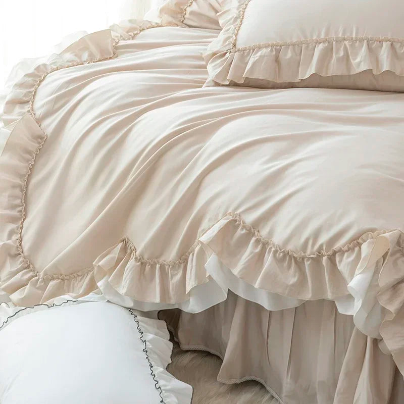 Afralia™ Princess Cotton Bedding Set: King Queen Twin Double Size Duvet Cover Sets