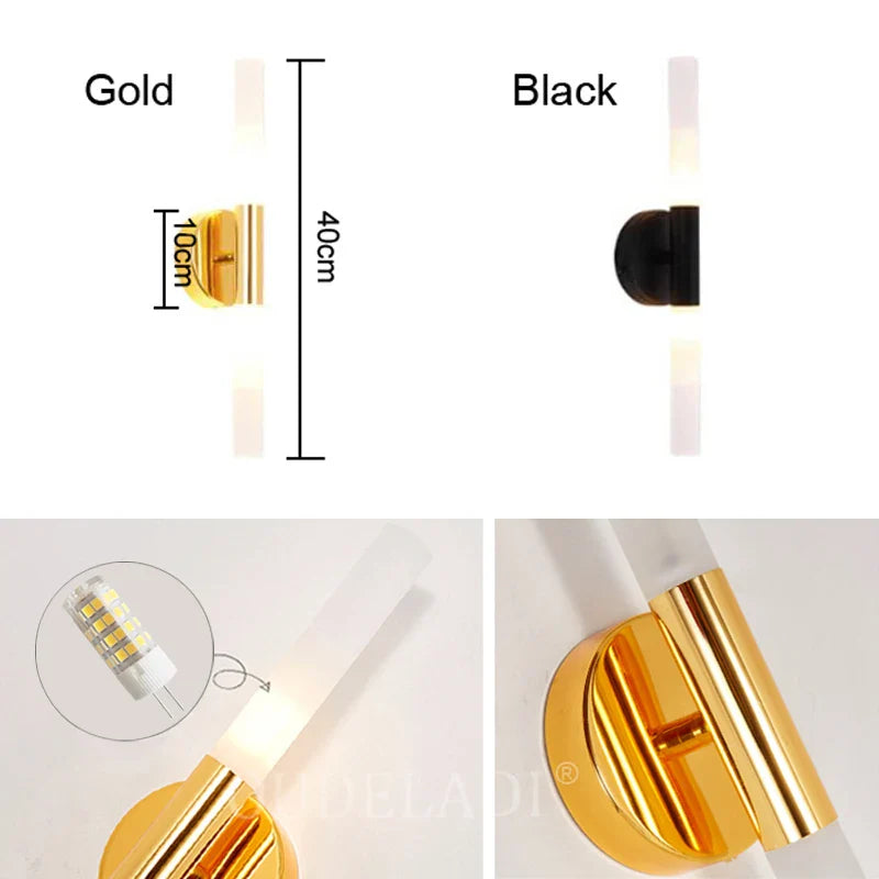 Afralia™ Metal Tube LED Wall Light for Bedroom, Bathroom, Living Room - Modern Up Down Lamp