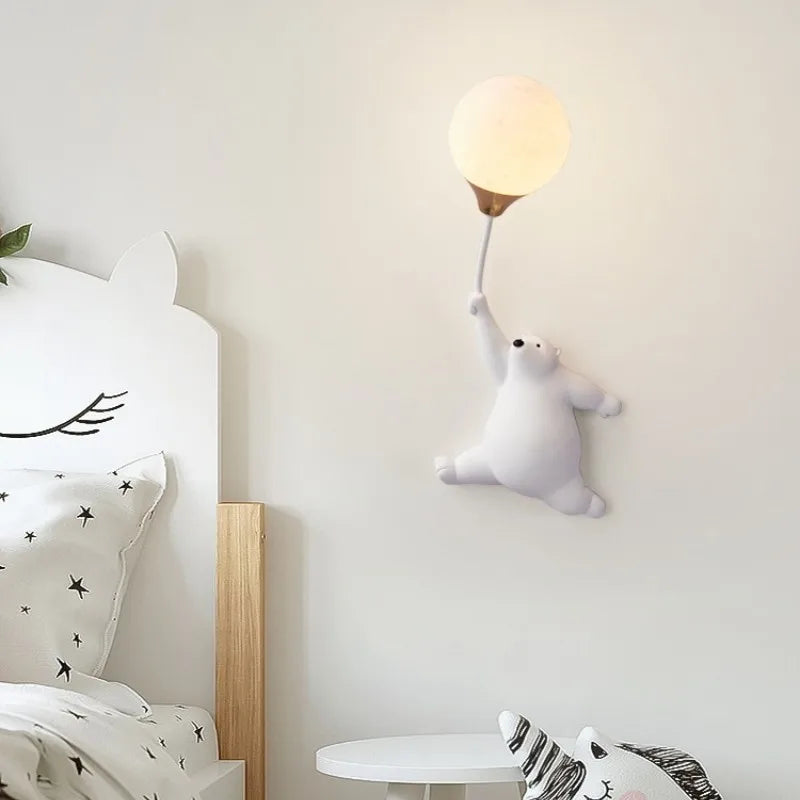 Afralia™ Bear Night Light: Nordic Cartoon Moon Lamp for Kids Room Decor