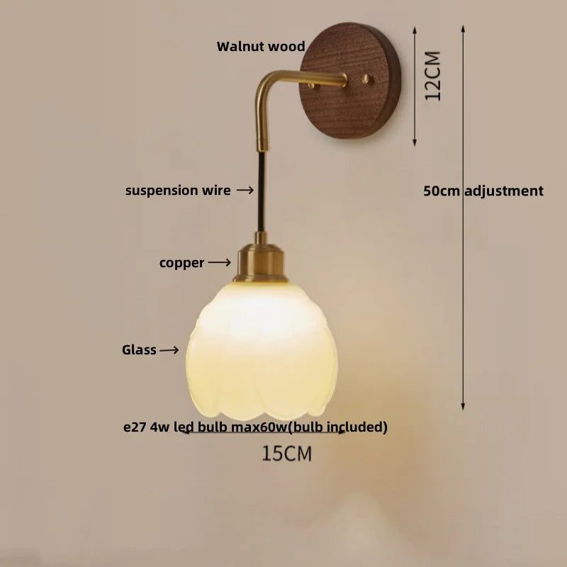 Afralia™ Nordic LED Wall Sconce Wood Base Modern Vanity Light