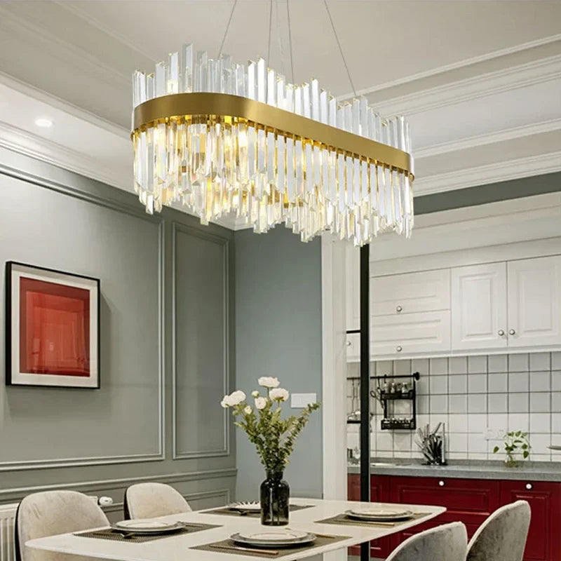 Afralia™ Shiny Crystal Chandelier Dimmable LED Luxury Ceiling Light