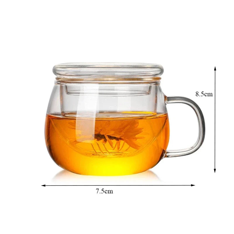 Afralia™ Glass Tea Cup with Infuser and Lid - 350ml Drinkware for Home and Office