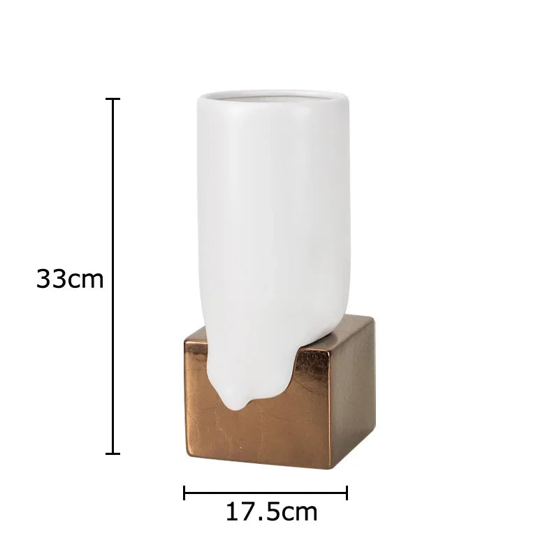 Afralia™ Ceramic Liquid Vase White Room Decor Desk Flower Arrangement Aesthetic