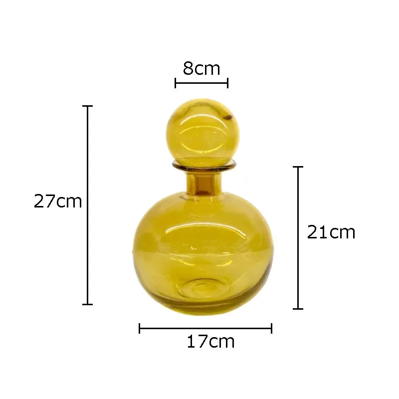 Afralia™ Amber Glass Vase Hydroponics Desk Decoration Modern Home Decor