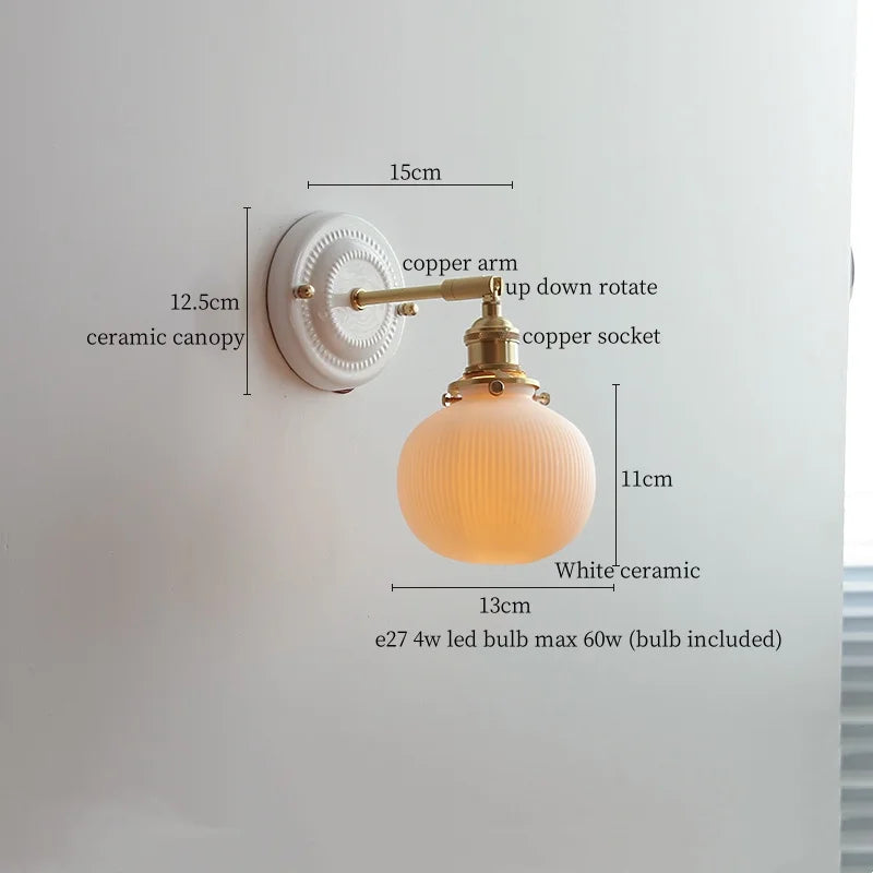 Afralia™ Striped Ceramic LED Wall Sconce: Modern Nordic Interior Light