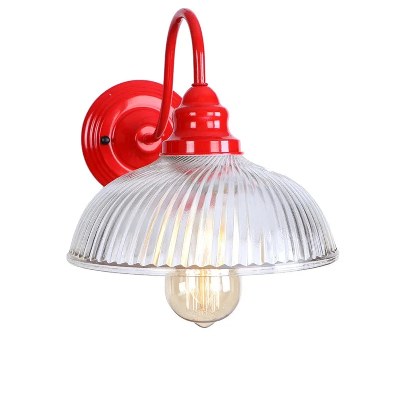 Afralia™ Vintage Loft LED Wall Lamp Red Clear Glass Stair Light