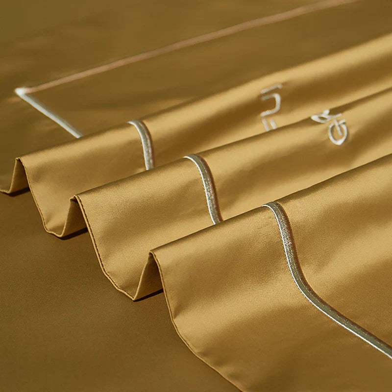 Afralia™ 1000TC Egyptian Cotton Embroidery Bedding Set with Duvet Cover, Sheet, Pillowcase