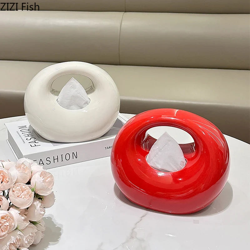 Afralia™ Modern Ceramic Handbag Tissue Box for Coffee Table and Bedside Decor