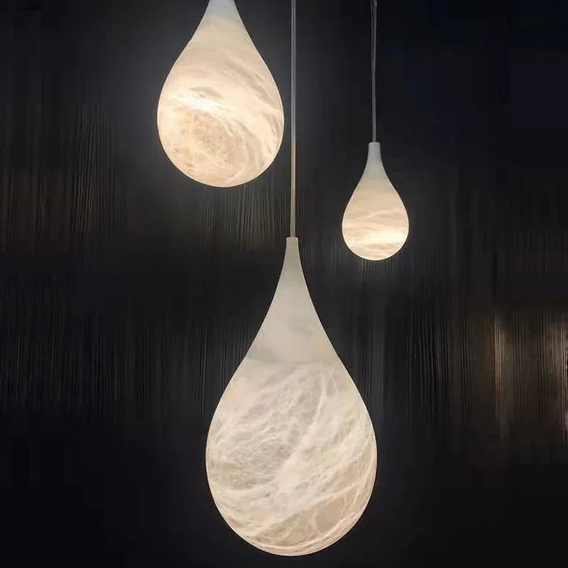 Afralia™ Alabaster Pendant Lights LED Designer Hanging Lamps For Living Room