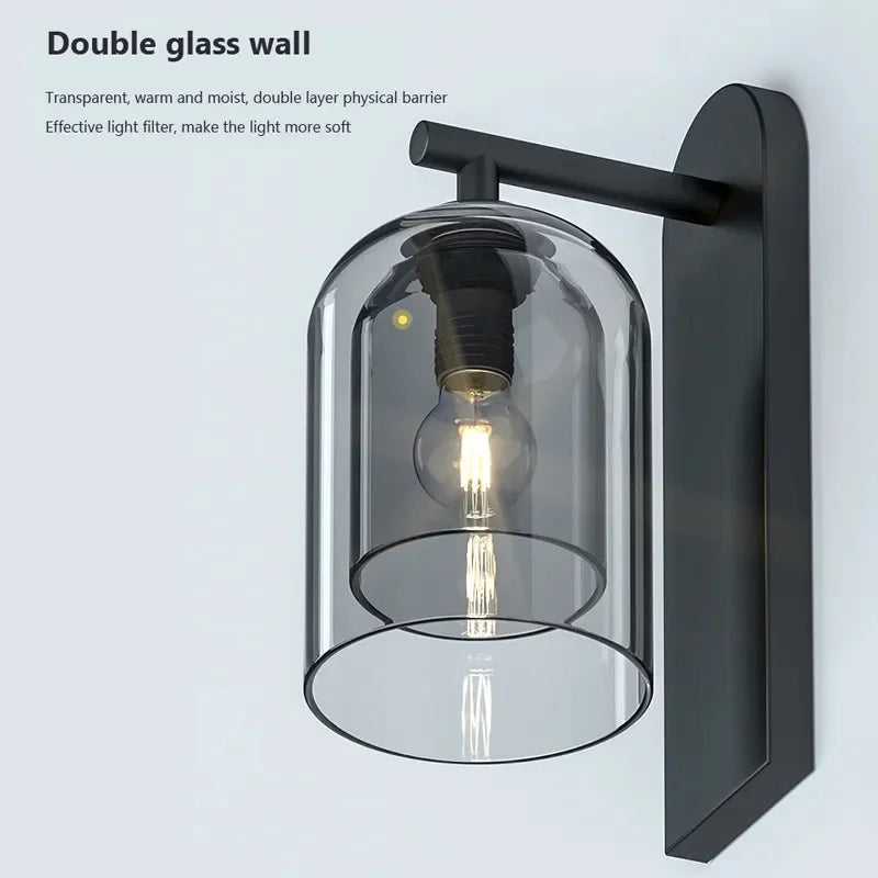 Afralia™ Vintage Glass Wall Sconce for Home Decor, E27 Vanity Lighting for Bedroom or Hallway