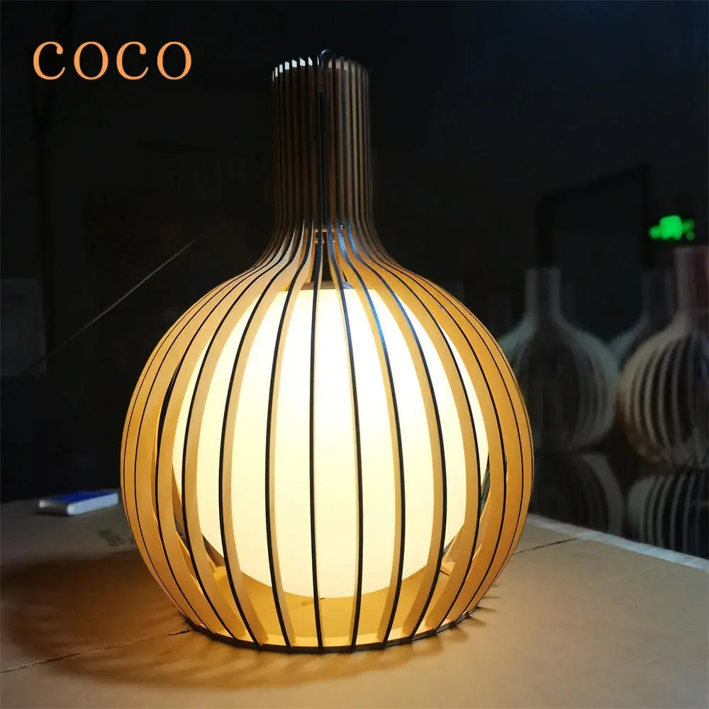 Afralia™ Wood Birdcage Chandelier with Hanging White Ball for Living Room Lighting