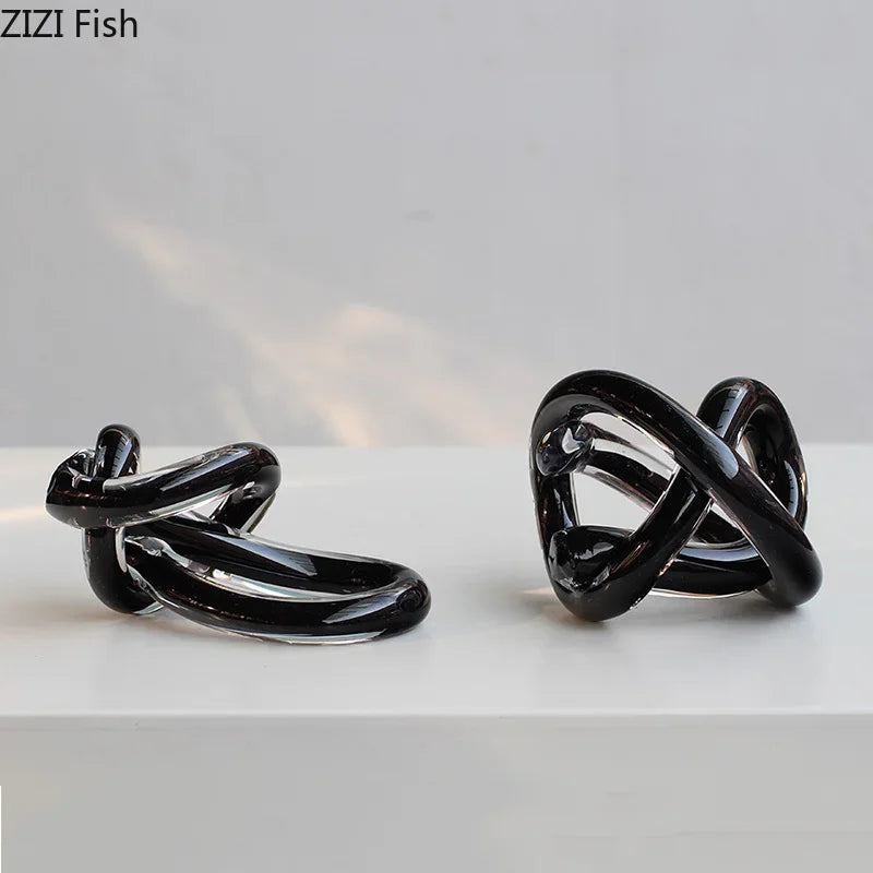 Afralia™ Twisted Knot Glass Chain Cluster Ornaments for Stylish Desk & Room Decor