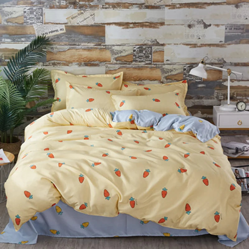 Afralia™ Cartoon Printed Bedding Set: Bed Sheet, Duvet Cover, Pillowcases