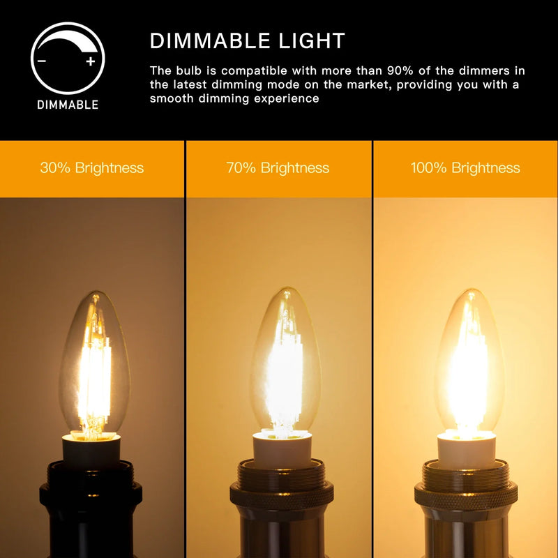 Afralia™ 6.5W Candle Flame Effect LED Bulb - High Lumens, Dimmable Edison Filament Light