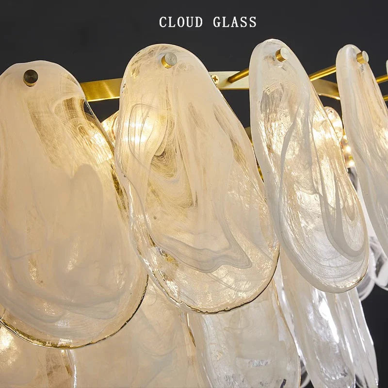 Afralia™ Golden French Modern Glass Chandelier Light, LED Indoor Decorative Lighting Fixture