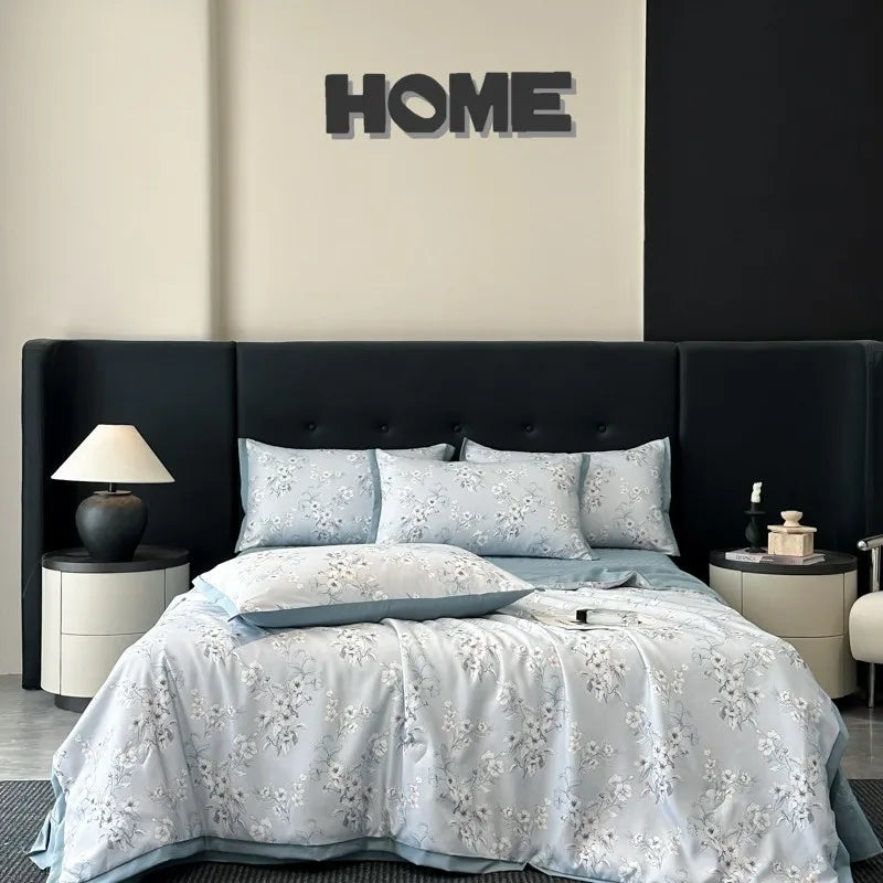 Afralia™ Cool Silk Summer Quilt Set with Sheets & Pillowcases