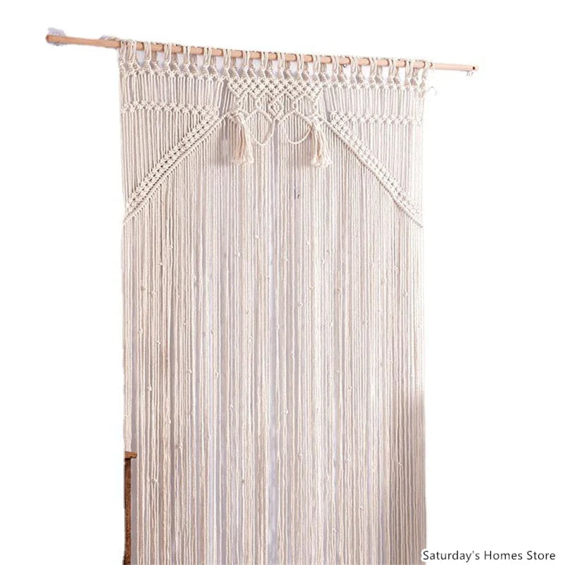 Afralia™ Boho Macrame Tassel Curtain Tapestry for Wedding Décor & Window Treatment