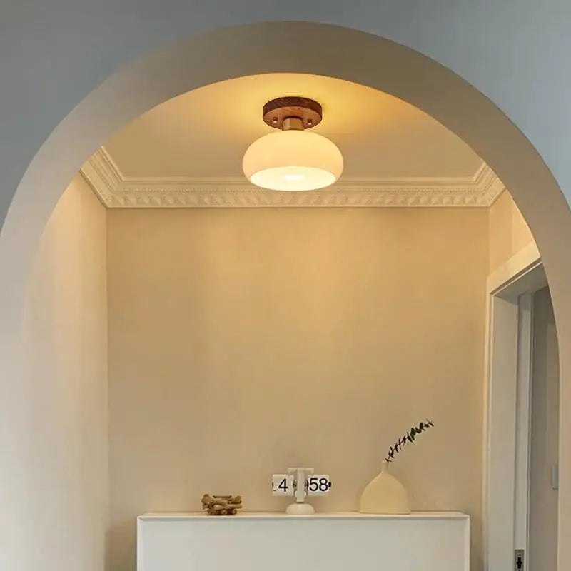 Afralia™ Walnut Copper LED Ceiling Light Modern Home Lighting Luminaria