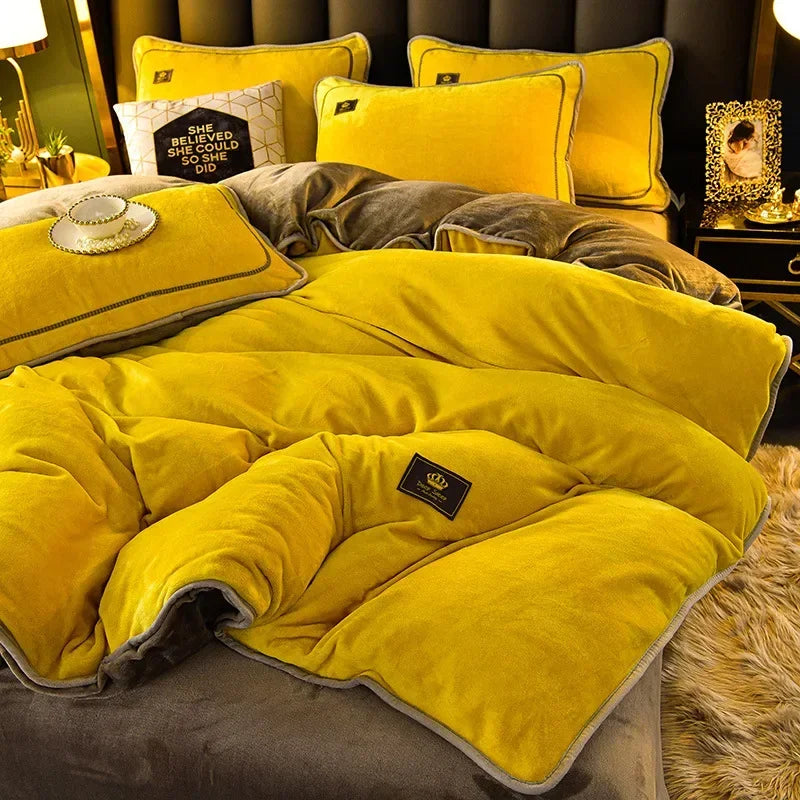 Afralia™ Plush Winter Bedding Set: Ultra-Thick Milk Fleece Duvet, Sheets, Comforter Cover & Pillowcases