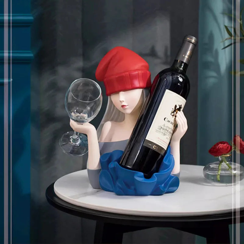 Afralia™ Nordic Dancing Girl Wine Rack Sculpture: Home Bar Decor, Figurine Gift