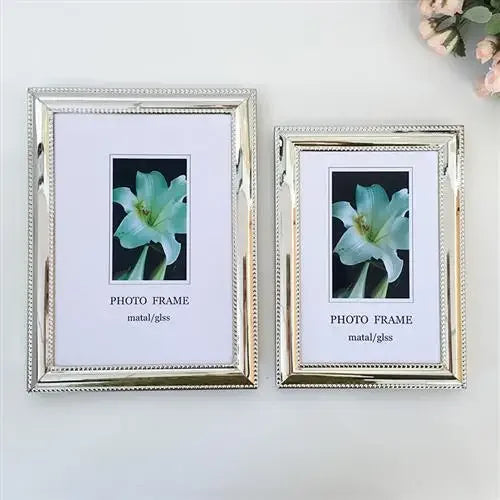 Afralia™ Simple Silver-plated Metal Picture Frame