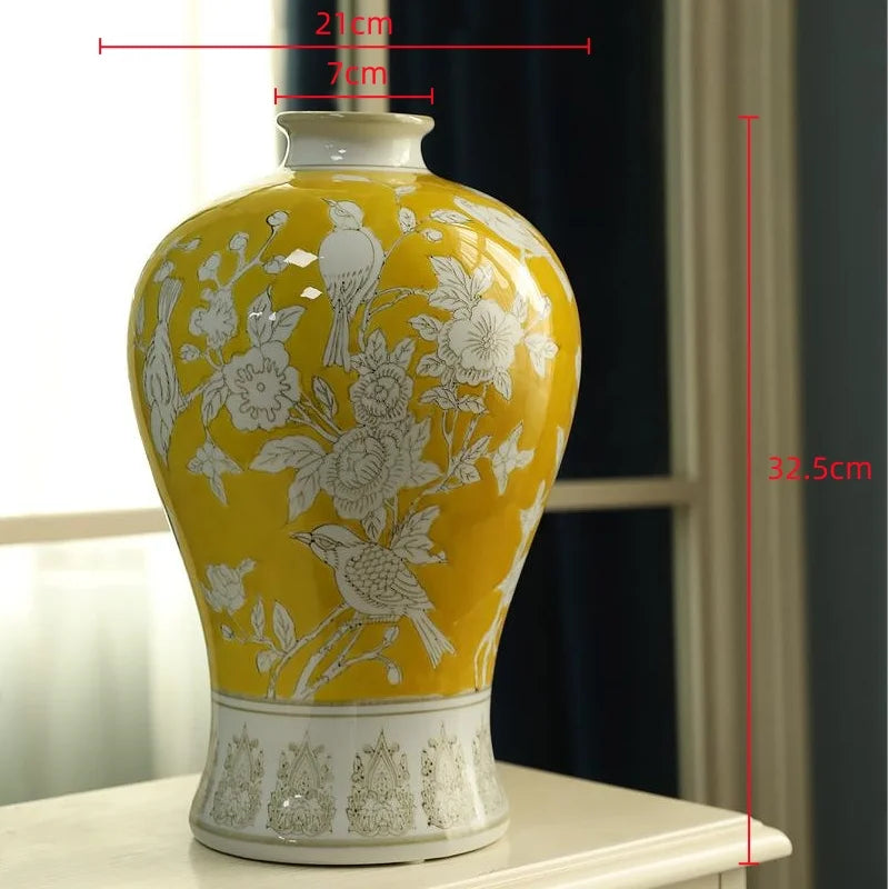 Afralia™ Blue White Porcelain Vase Retro Floral Arrangement Home Decor Ceramic Handicraft