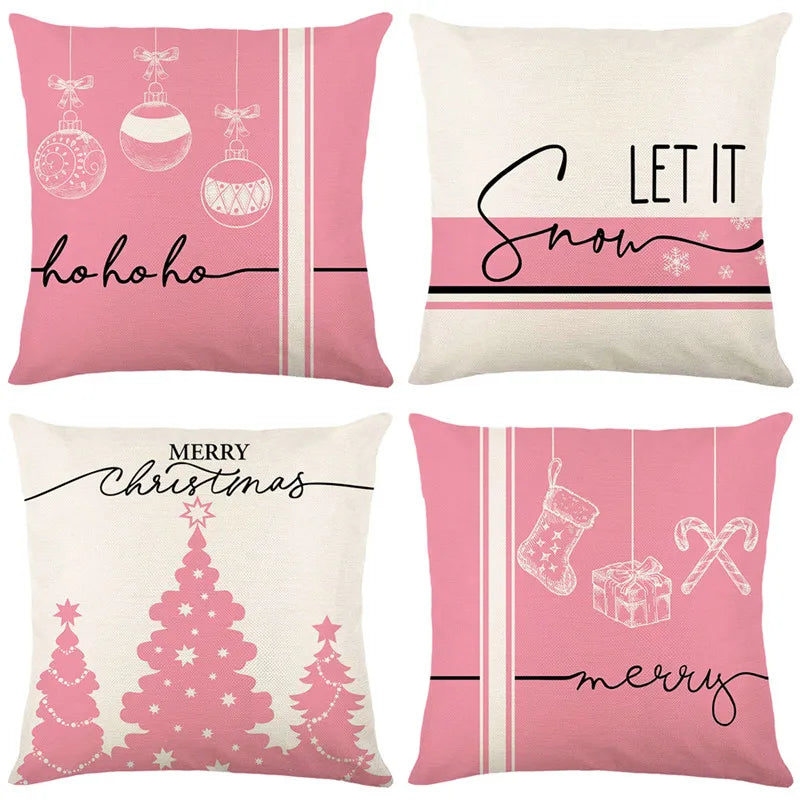 Afralia™ Christmas Santa Claus Linen Pillowcase - Sofa Cushion Cover,  Decorative Living Room Pillow Cover