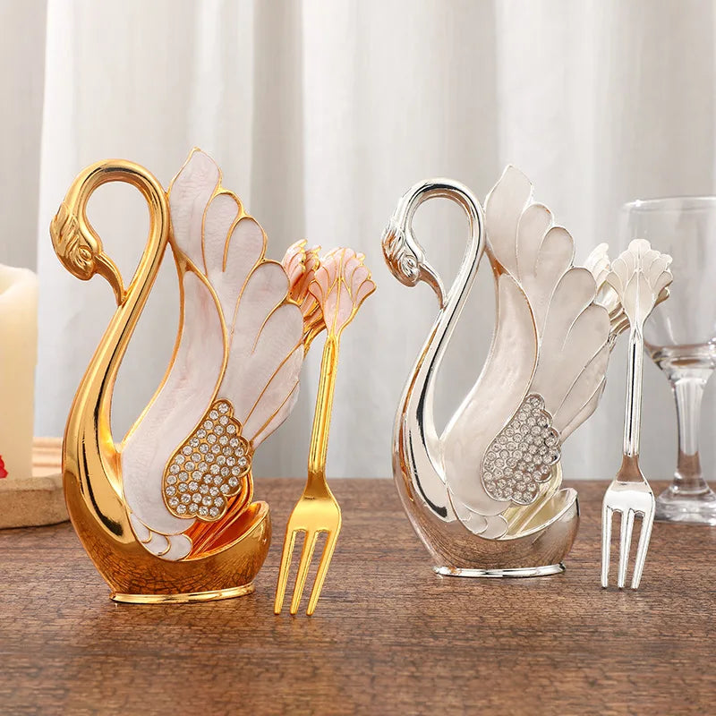 Afralia™ Swan Base Dinnerware Set with 6 Spoons or Forks