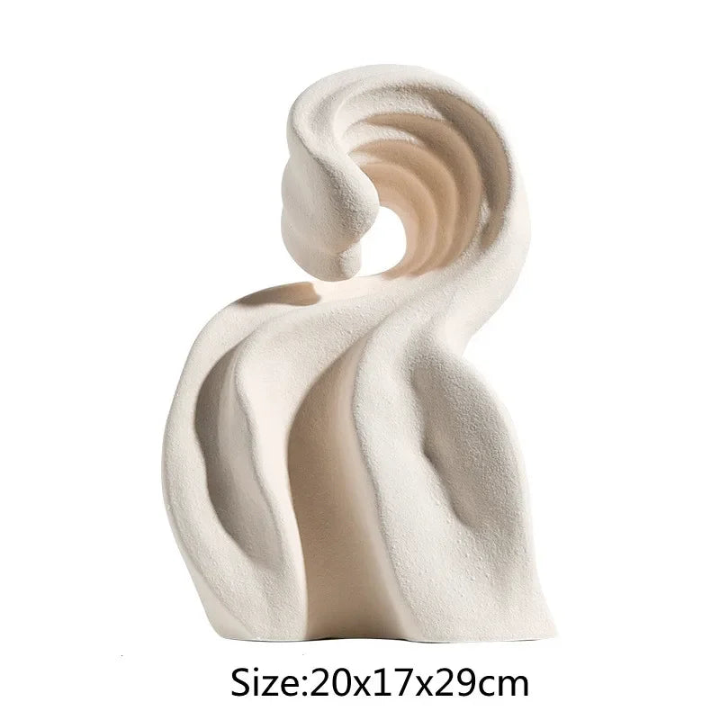 Afralia™ Ceramic Curl Sculpture Decor Modern Porcelain Figurine Room Decoration