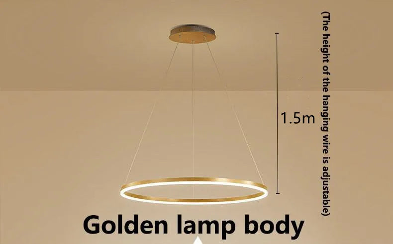 Afralia™ Modern Black Gold LED Ring Chandelier for Dining Living Room Lighting