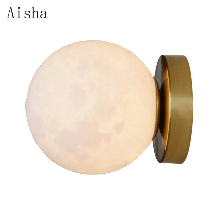 Afralia™ Circular Planet Wall Lamp: 3D Lunar Sconces for Home, Bedside, Background Wall