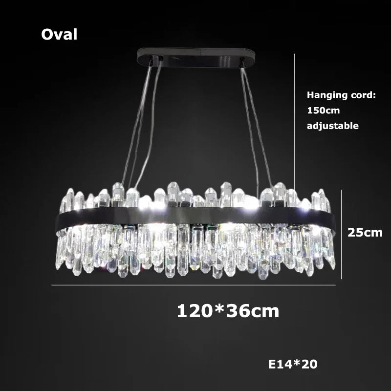 Afralia™ Modern Gold/Black Crystal Chandelier, Adjustable Dining Room Ceiling Fixture