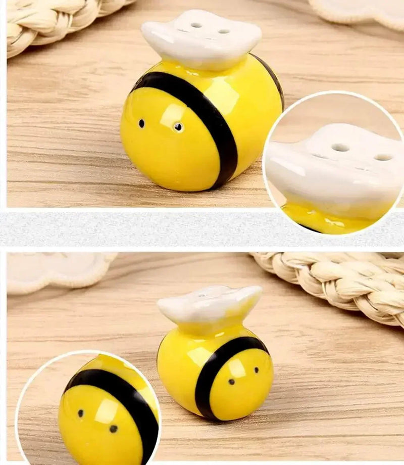 Afralia™ Ceramic Bee Salt Pepper Shaker Seasoning Pot Cooking Tableware