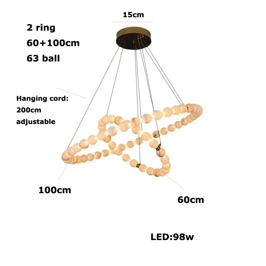 Afralia™ Alabaster Marble Gold LED Chandelier for Staircase-Foyer Decor