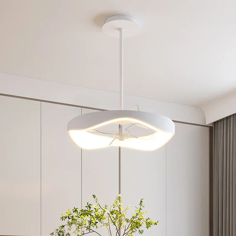 Afralia™ Modern Fan Chandelier LED Ceiling Light with Remote Control - Bedroom Kitchen Lighting