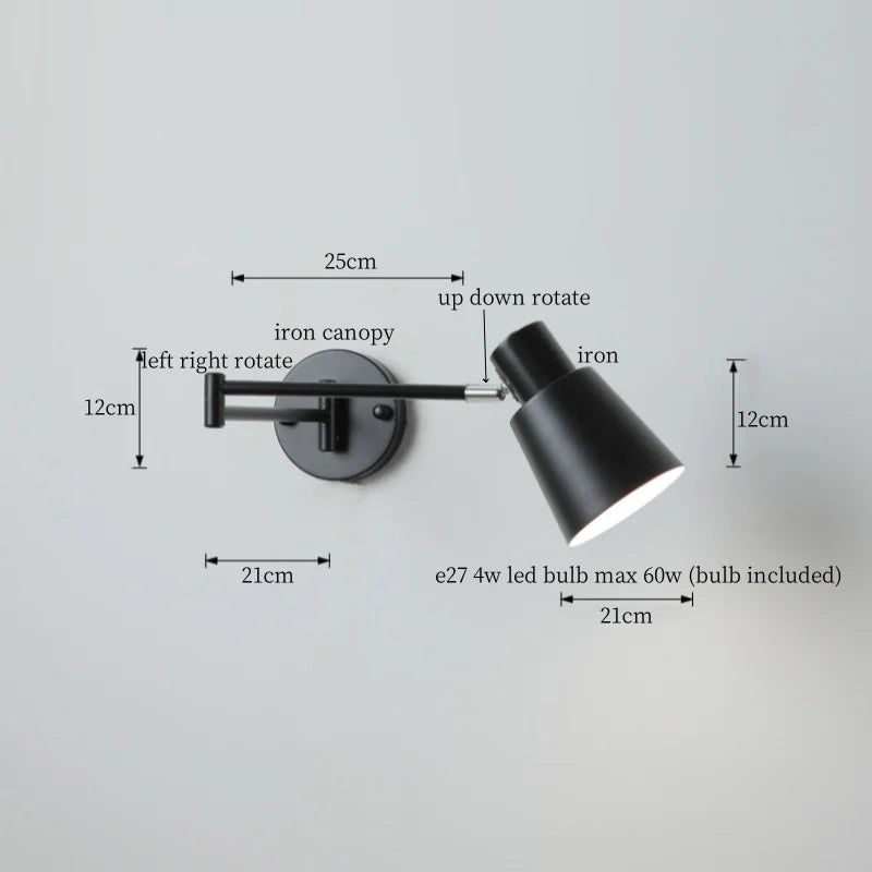 Afralia™ Black Iron LED Wall Sconce for Home Decor - Modern Nordic Style