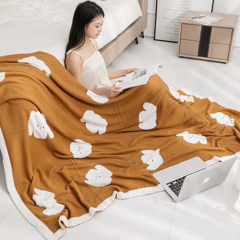 Afralia™ Cozy Flannel Blanket for Home Office - Double-Sided Knitted Sofa Cover & Quilt