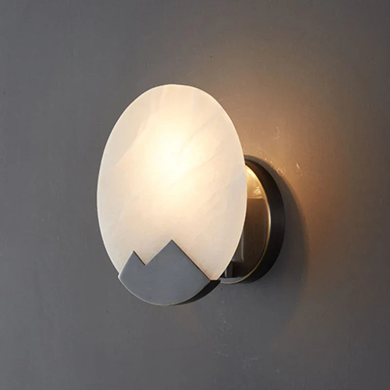 Marble Wall Lights Copper Finish E14 Bulb Sconce for Bedside Aisle, Afralia™ Brand