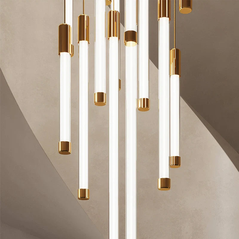 Afralia™ LED Staircase Chandeliers: Modern Luxury Lighting for Living Room, Restaurant, or Duplex Attic