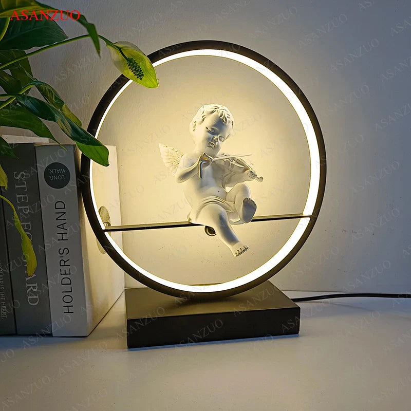 Afralia™ Dimmable Angel Table Lamp for Dream Bedroom Decor & Warm LED Lighting