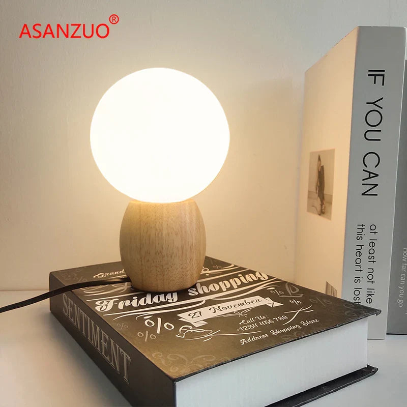 Afralia™ Milk White Glass Ball Table Lamp