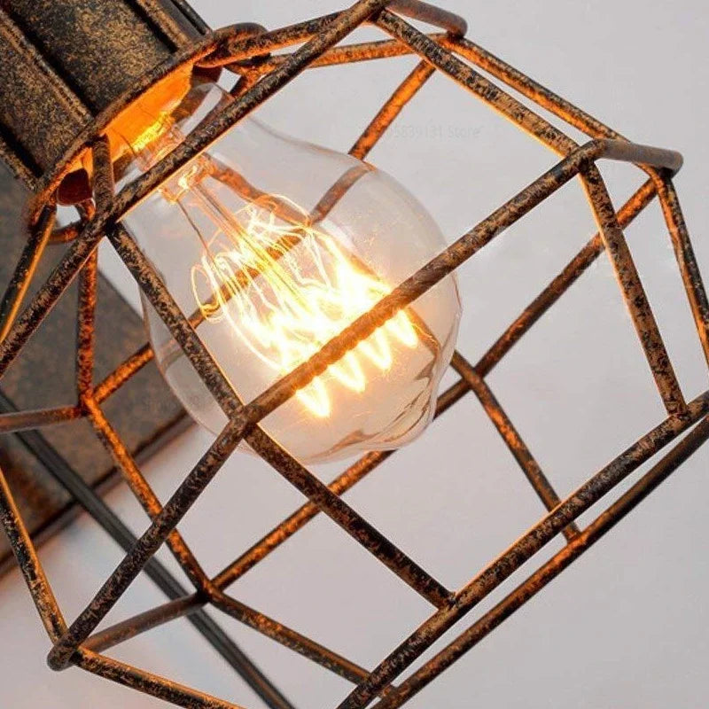 Afralia™ Wrought Iron Pulley Wall Lamp for Home Bedroom Sconce Lighting Fixture E27