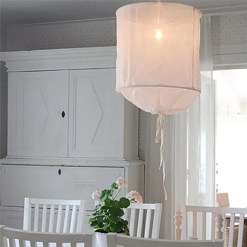 Afralia™ Linen Cotton Pendant Lamp: Nordic White DIY Fabric Shade LED Island Lighting