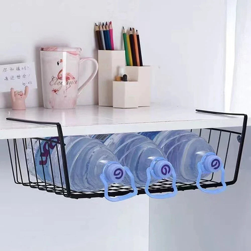 Afralia™ Kitchen Organizer Shelf Desk Storage Rack Mesh Basket Wardrobe Holders