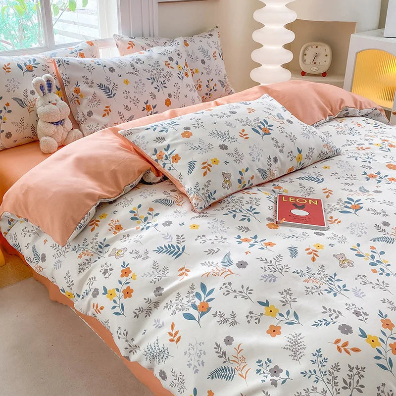 Afralia™ Cute Printed Cotton Duvet Cover for Double Queen Bed - Cozy & Non-Fading