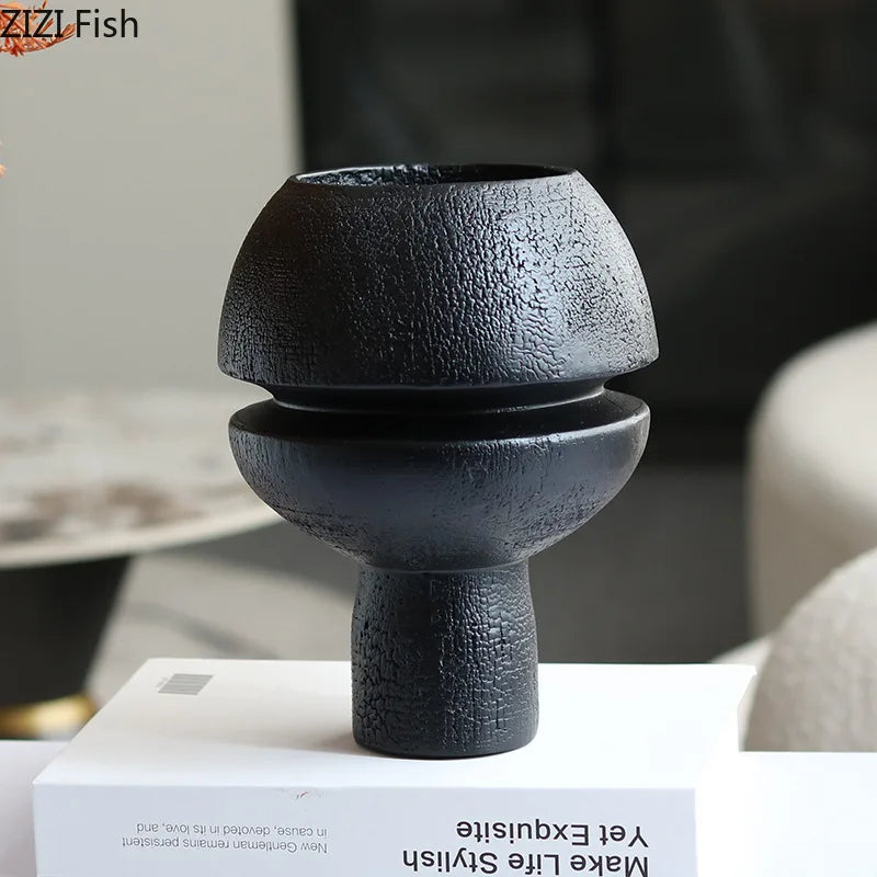 Afralia™ Black Spherical Resin Sculpture Desk Decoration Abstract Art Aesthetic Ornament