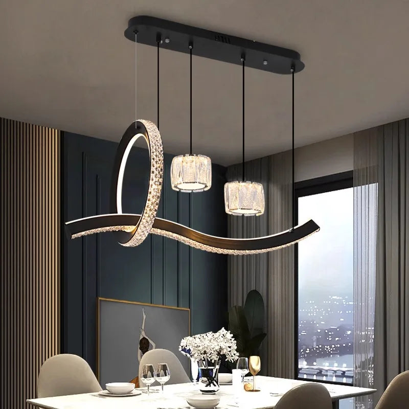 Afralia™ Crystal Chandelier Stair Pendant Lamp Living Room Interior Lighting