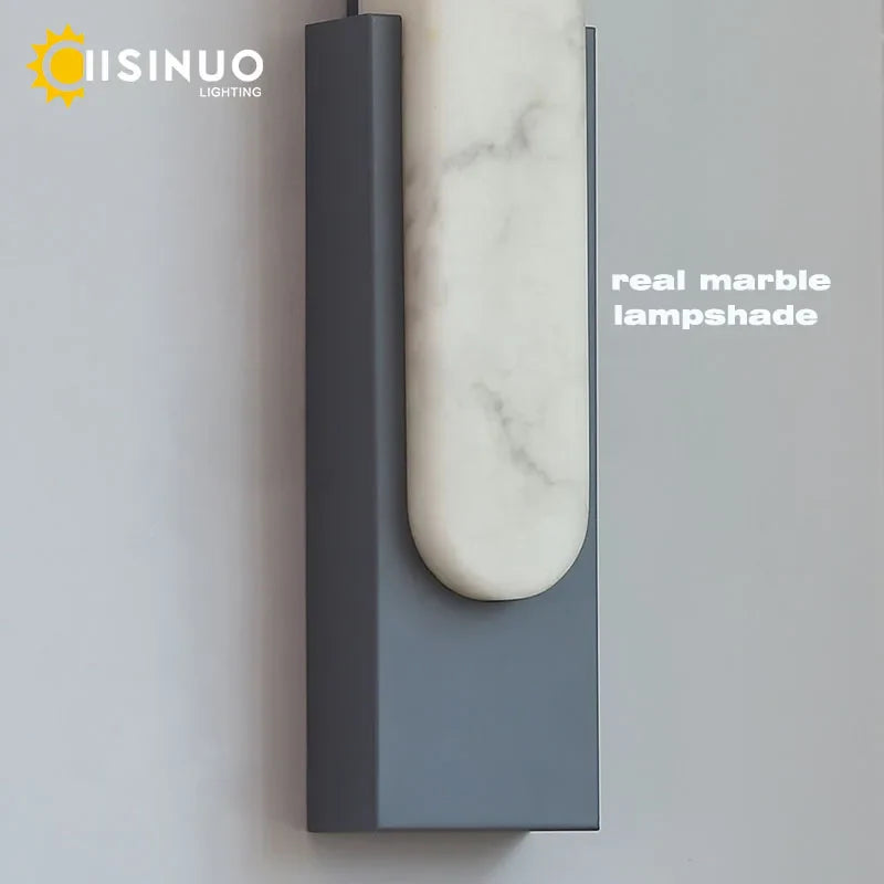 Afralia™ 19.6＂LED Marble Wall Sconce - Modern Indoor Bedside Lighting for Living Room